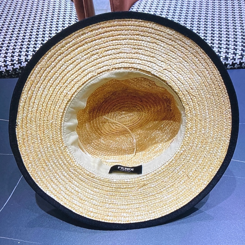 Fendi FF Logo Woven Straw Sun Hat - Picture 9 of 9